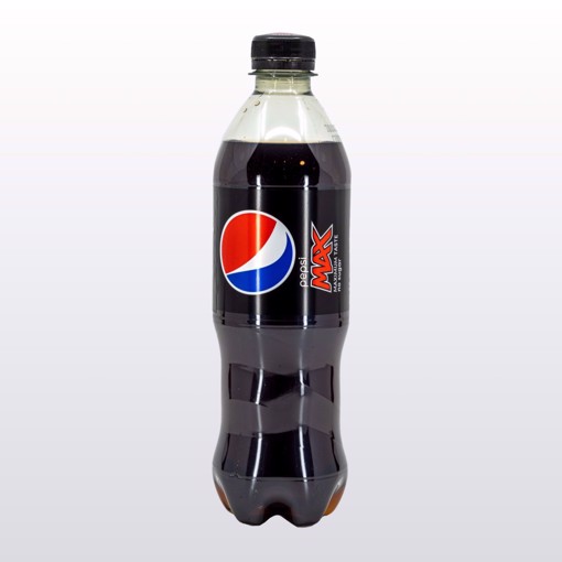 Bilde av en 0,5-liters flaske Pepsi Max – sukkerfri cola med frisk og fyldig smak.