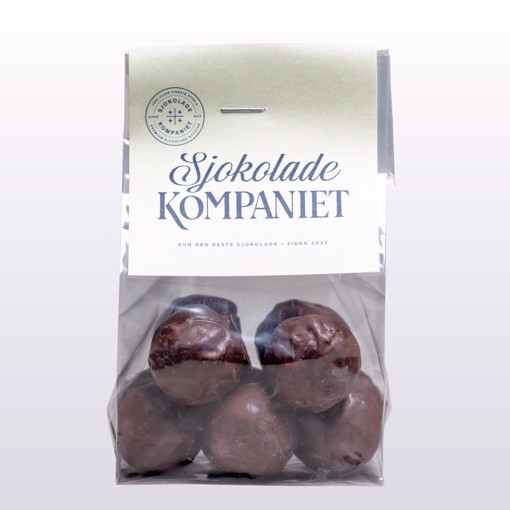 Bilde av Salt Karamell Mørk sjokoladekuler fra Sjokoladekompaniet – mørk sjokolade fylt med silkemyk, salt karamell. En balansert smaksopplevelse med intens kakao og et hint av havsalt. Perfekt for sjokoladeelskere.