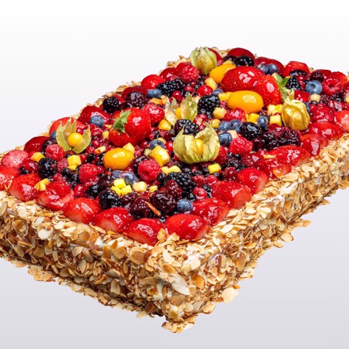 Bilde av Fruktkake 70 biter – en klassisk fruktkake med nøtter, bær og frukt, perfekt til alle anledninger.