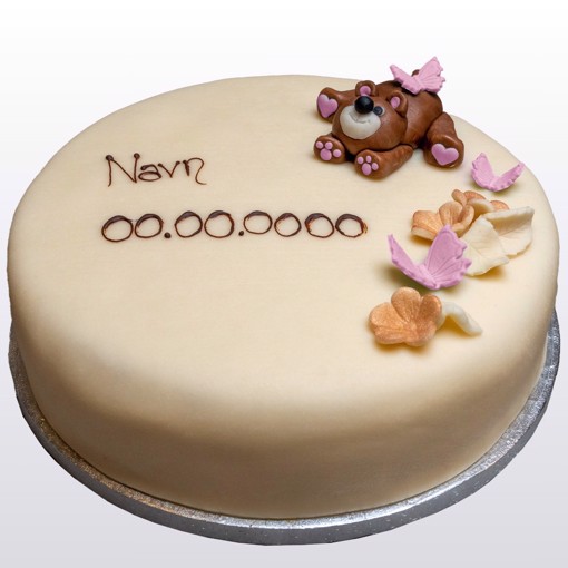 Bilde av Dåpskake Rosa 16 biter– en elegant kake pyntet for dåpsfeiring.