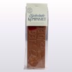 Bilde av en sjokoladeplate laget av melkesjokolade og karamellsjokolade, preget med teksten "Jeg elsker deg". Platen ligger på en lys bakgrunn og formidler kjærlighet med en søt og personlig vri.